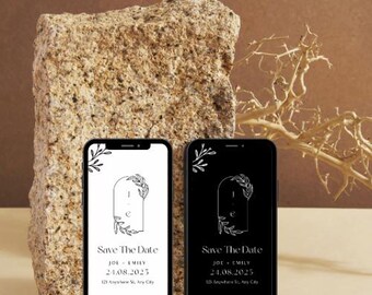 Digital Invite Electronic Save the Date, Minimal Save the Date E-invite Template, Electronic Save The Date Digital, Download Text Message