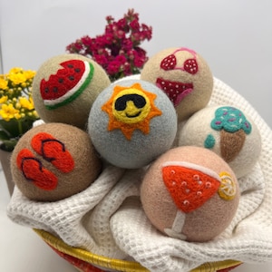 Fluff Ewes &quot;Fun in the Sun&quot; Premium Wool Dryer Balls: 6 Pack, Natural Fabric Softener, Eco-friendly