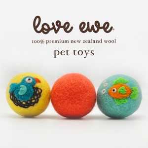 Love Ewe Handmade Felt Pet Toys for Cats, Kittens, Dogs, Small Pets: Planet Friendly, Natural Dye, 3-Pack, Bird/Fish, Cat/Mouse, Duck/Bunny