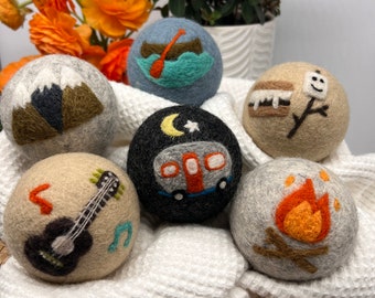 Fluff Ewes "Are we there yet?" Premium Wool Dryer Balls: 6 Pack, Natural Fabric Softener, Eco-friendly