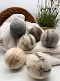 Fluff Ewes "Bag of Marbles" Premium Dryer Balls, DYE-FREE, 100% Natural Marbleized Sheep's Wool