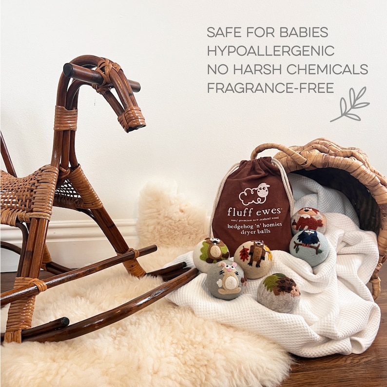 Fluff Ewes Hedgehog & Homies Woodland Themed Wool Dryer Balls