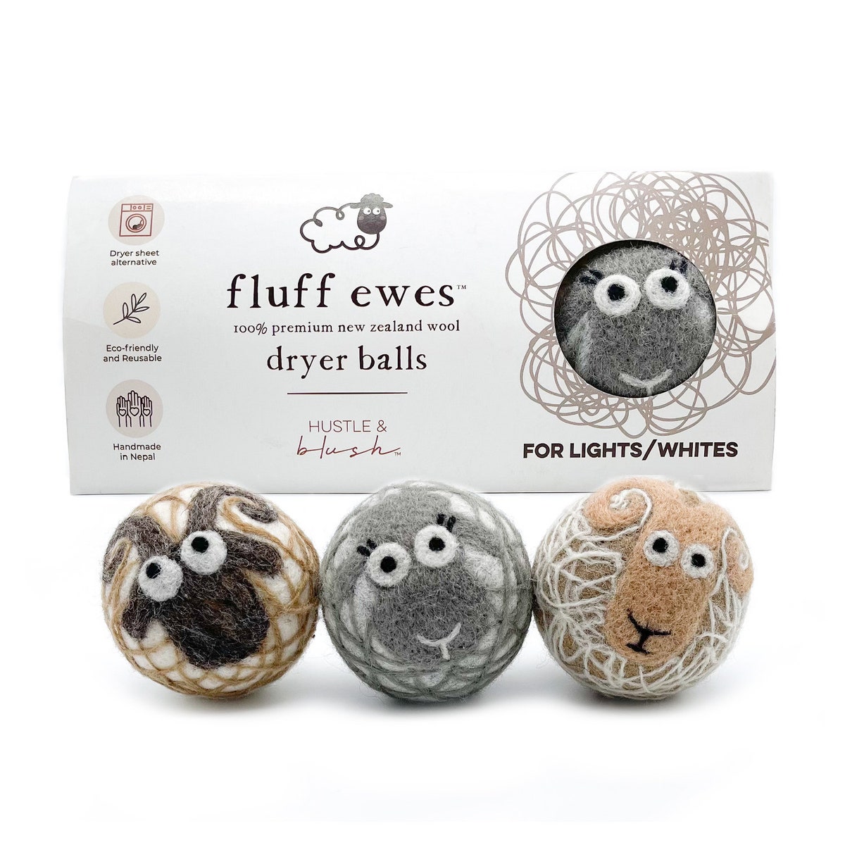 Fluff Ewes 100% Premium Wool Dryer Balls for Whites & Lights 3 Pack Natural Fabric Softener, Eco-friendly - Etsy