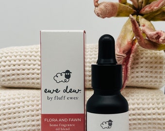 Ewe Dew by Fluff Ewes Flora & Fawn Home Fragrance + Essential Oil Blend for Wool Dryer Balls or Oil Diffuser, 0.5oz (Light, Fresh Floral)