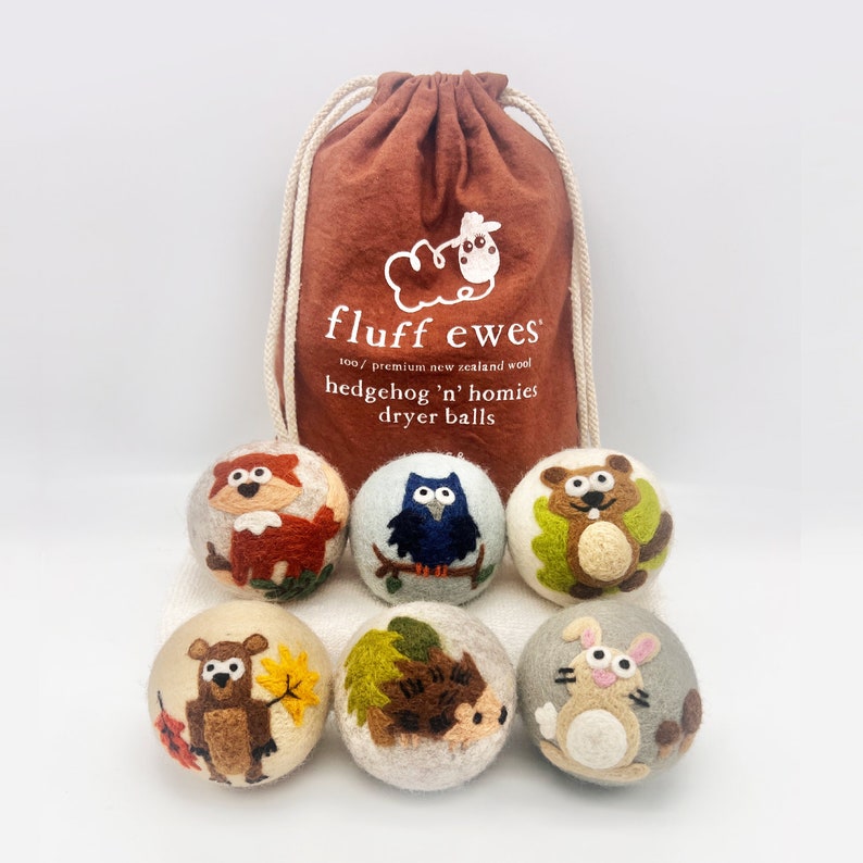Fluff Ewes Hedgehog & Homies Woodland Themed Wool Dryer Balls - Thumbnail 2