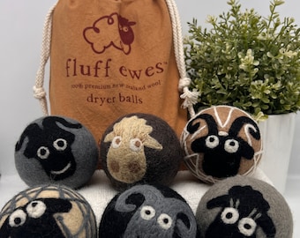 Fluff Ewes 100% Wool Dryer Balls, Premium, Extra Large Reusable & Natural Handmade