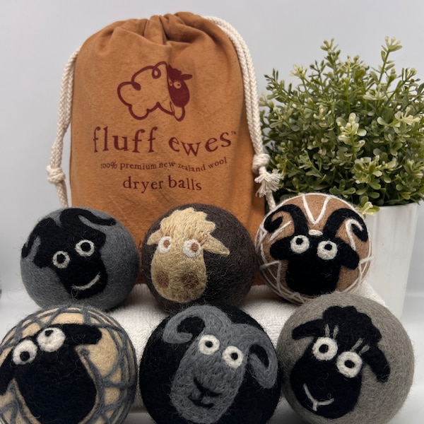 Fluff Ewes 100% Wool Dryer Balls, Premium, Extra Large Reusable & Natural Handmade