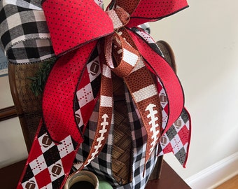 UGA Bow | Red and Black Wreath Bow | Atlanta Falcons Bow | Mailbox Spirit Bow