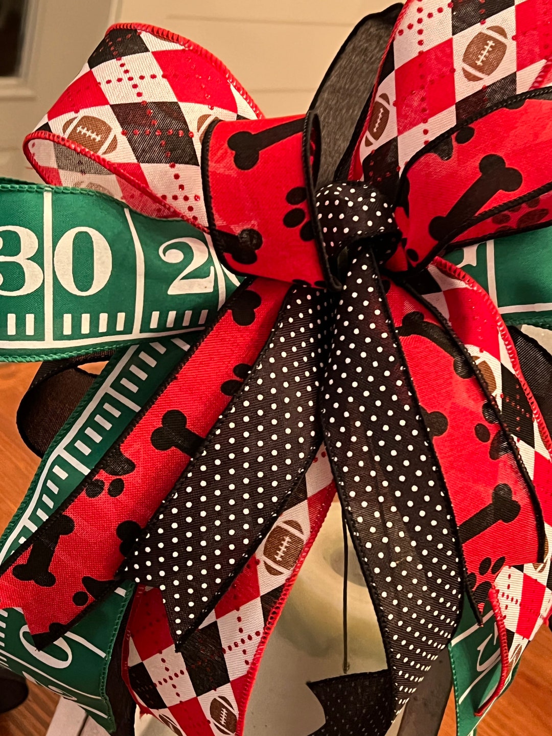 UGA Bow for Wreath, Georgia Bulldogs Decoration, Mailbox Ribbon for ...