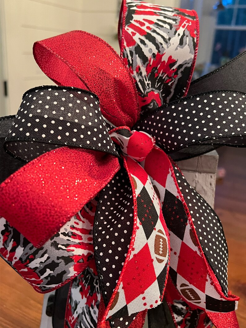 UGA Bow for Wreath, Georgia Bulldogs Decoration, Mailbox Ribbon for ...