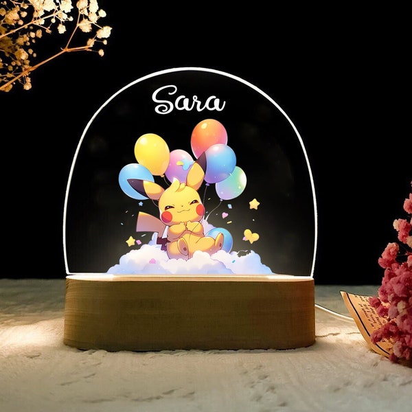 Personalized night light pikachu - Lamp for kids with Name -Baby Personalized mickey Decor  Custom Name Gifts  Room Decor Gift for Children