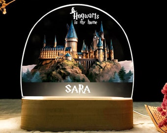 Harry Potter Lampe mit Namen personalisiert - Hogwarts Schloss personalisierte Fan-Kunst für Kinder und Erwachsene Nachtlicht Babys - Schönes Geschenk