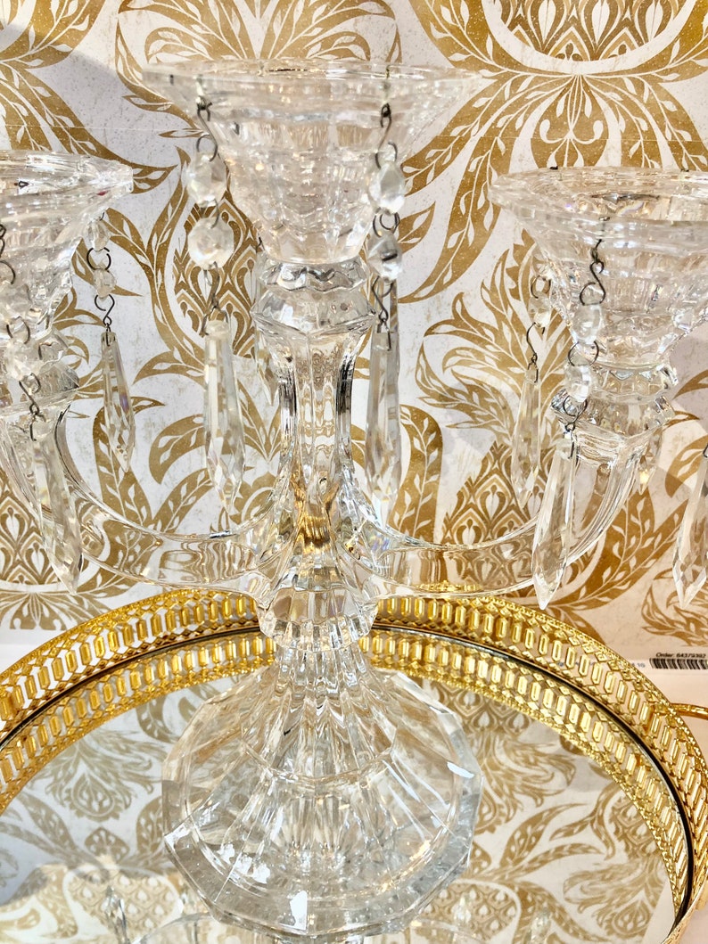 Vintage Glass Candelabra Pair With Chandelier Etsy