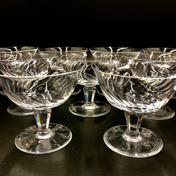 Early Orrefors Swedish Low Champagne Coupes/Sherbet Cups Set of Three Pattern ORR4