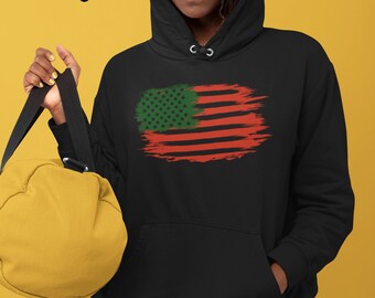 Pan-African US Flag PNG: Red Black Green Tattered Design (Digital Download)