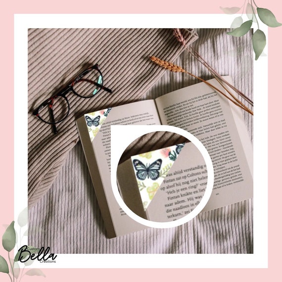 Butterfly Corner Bookmark | Cotton & Vegan Leather Bookmark | Gifts for Her | Gifts for Readers | Thank You Gifts | Useful Gifts |