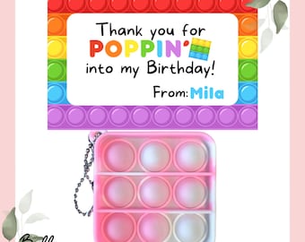 Set mit 10 Pop It Gastgeschenken | Personalisierte Geburtstag Pop It Favors 10er-Set | Kundenspezifische Pop-It-Klassengeschenke