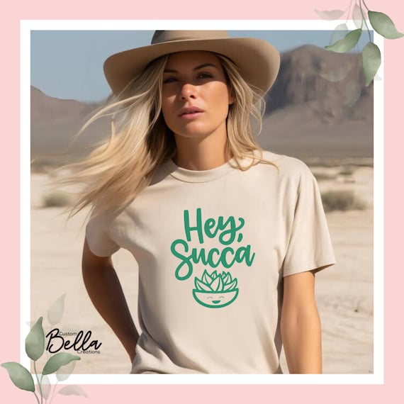 Hey Succa | Succulent Pun Tee | Plant Lover T-shirt | Matching Parent & Child Tee | Succulant Lover Gift | Unisex T-Shirt