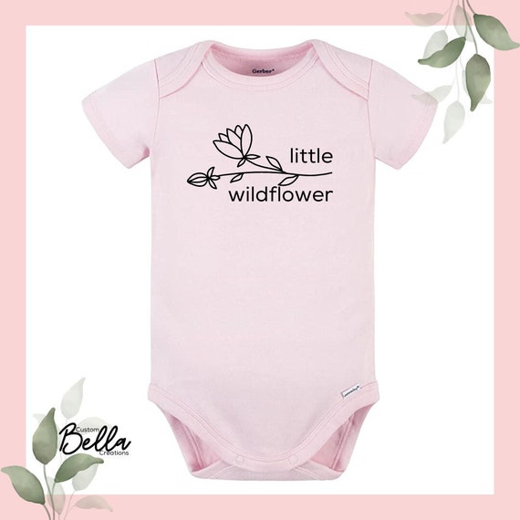 Pink "Wildflower" Baby Onesie | Summer Onesie | Baby Girl Clothing | Baby Girl Onesie | Baby Shower | Pink Girl Onesie