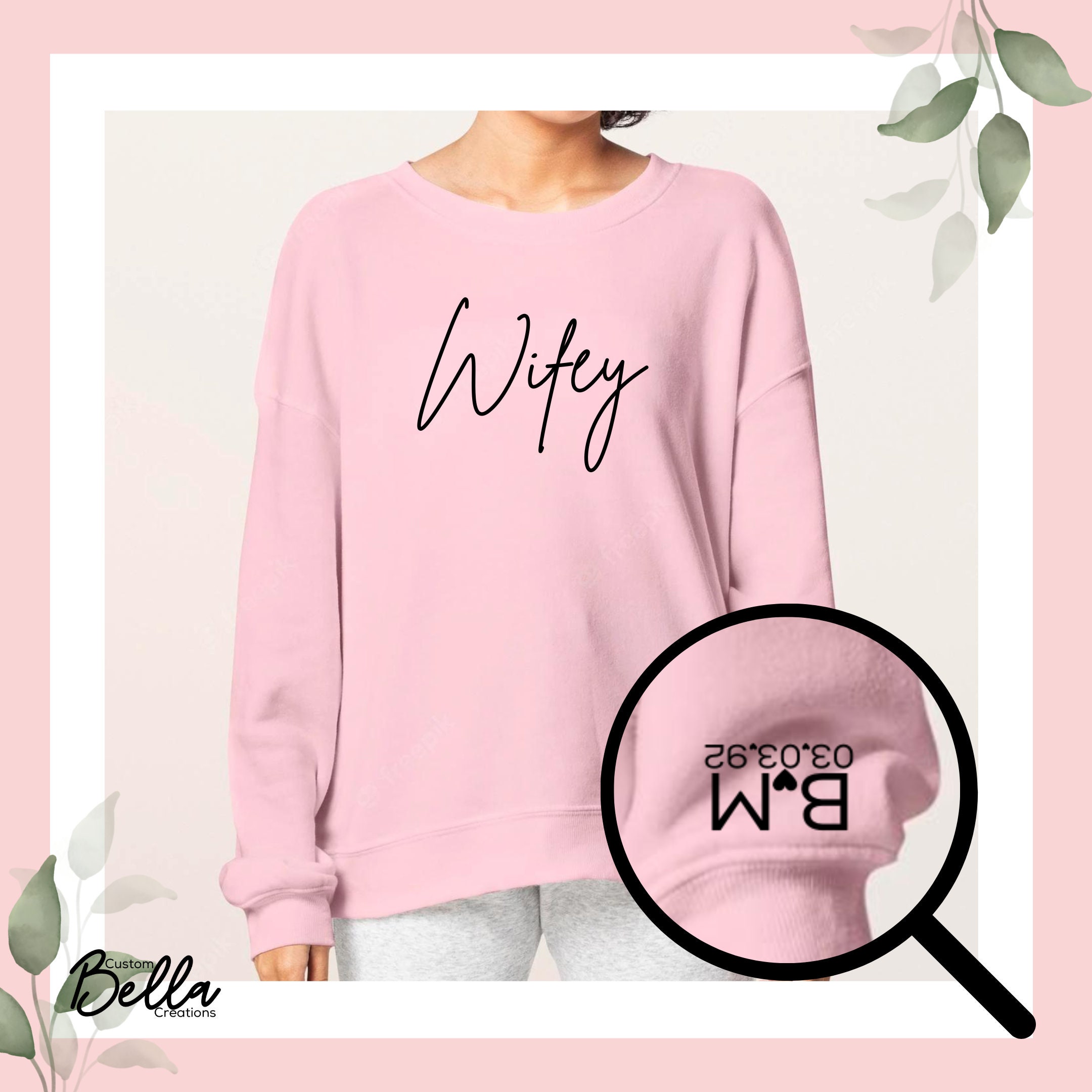Wifey Sweatshirt Wifey Sweater Wifey Sweater with Dates Personalized Sweaters for Partners Custom Sweatshirt for your Her