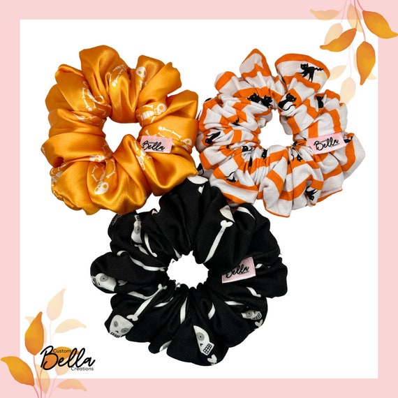 Halloween Scrunchie | Spooky Scrunchies |  XL Scrunchie | Wide Elastic Scrunchie | Hair XL Scrunchie| Wide Elastic | Spring Collection