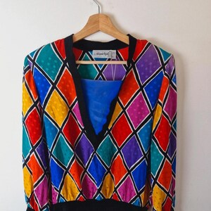 Damski sweter vintage z jedwabiu Adrianna Papell Rainbow Funky Top UK10 zdjęcie 1