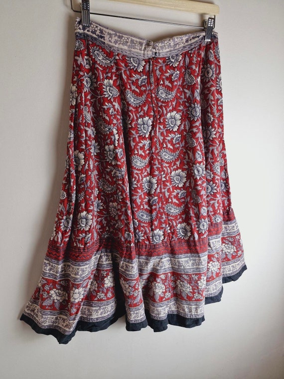 Vintage Indian skirt Boho Long Midi Aline handmad… - image 6