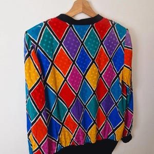 Damski sweter vintage z jedwabiu Adrianna Papell Rainbow Funky Top UK10 zdjęcie 6