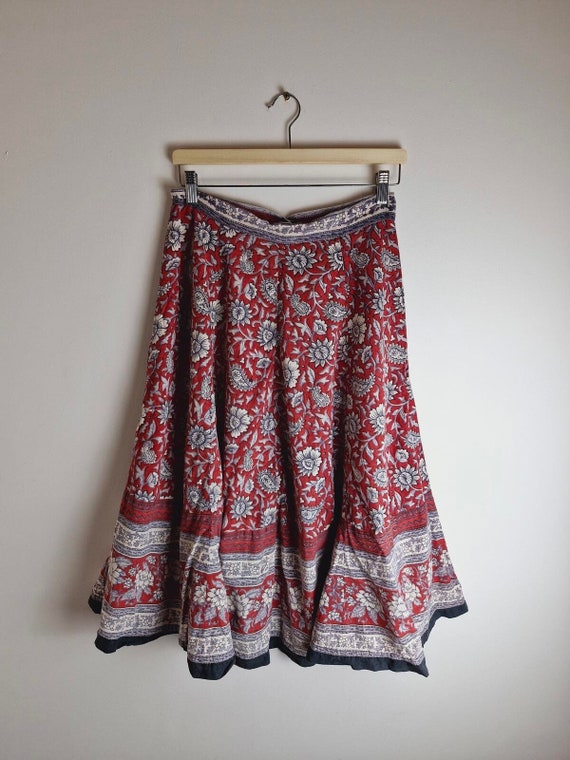 Vintage Indian skirt Boho Long Midi Aline handmad… - image 1