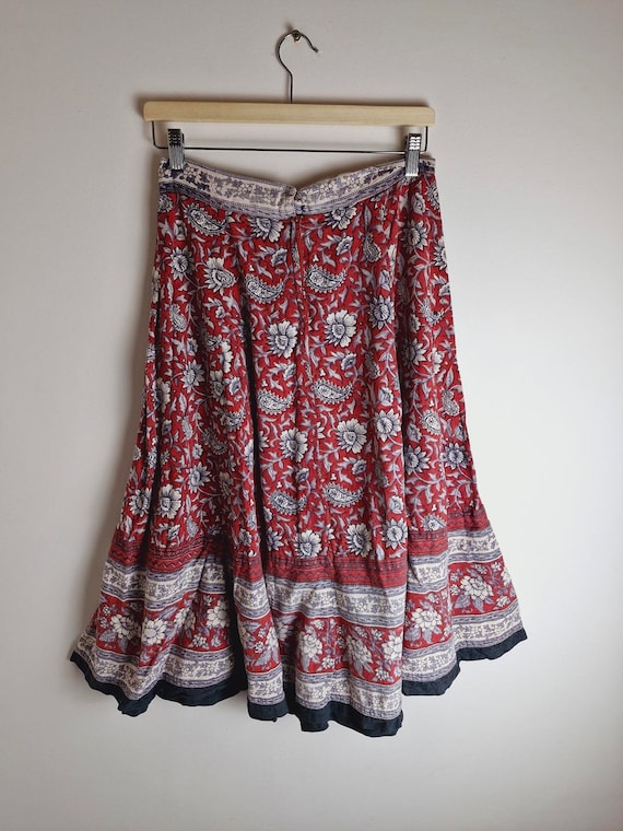 Vintage Indian skirt Boho Long Midi Aline handmad… - image 5