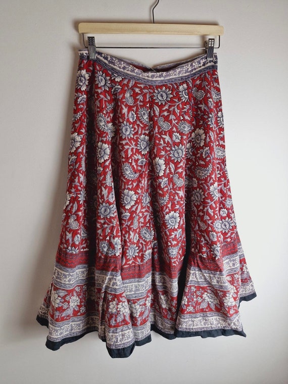Vintage Indian skirt Boho Long Midi Aline handmad… - image 2