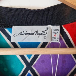Damski sweter vintage z jedwabiu Adrianna Papell Rainbow Funky Top UK10 zdjęcie 3