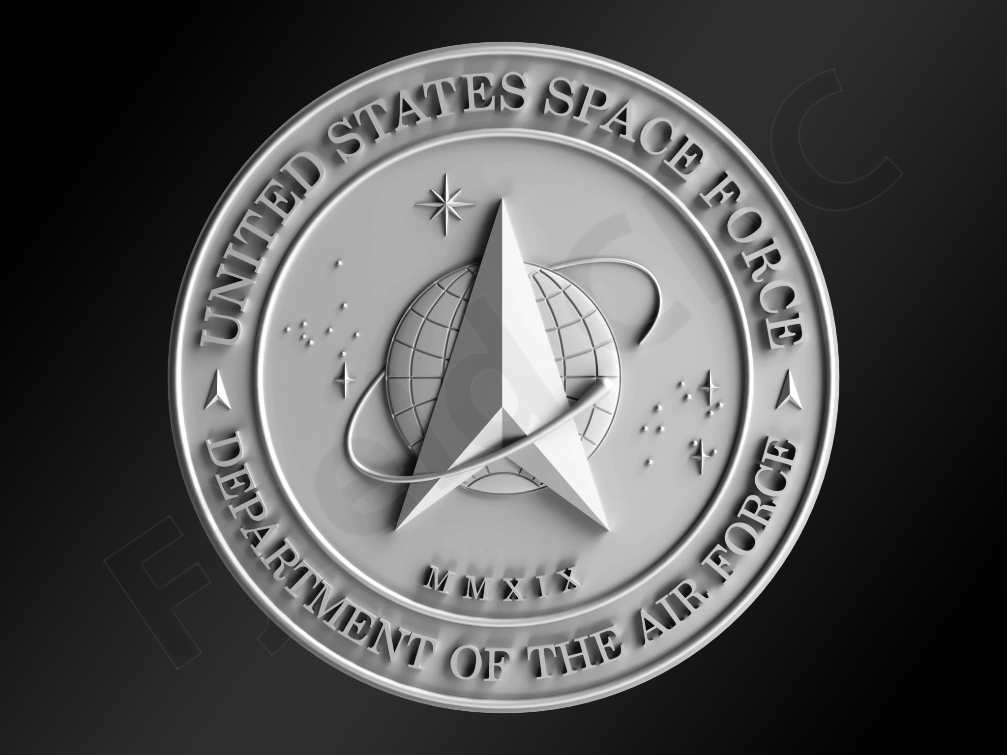 United States Space Force 3D STL Model for CNC Router / Printer for use with SolidWorks, Fusion, VCarve, Aspire, Carveco, Simplify3D, etc.