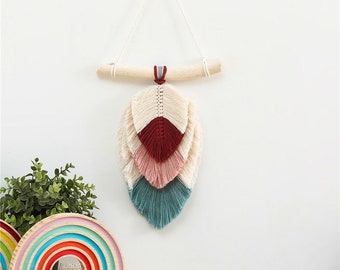 Macrame Wall Hanging Leaves, Wall Hanging Boho, Handmade, for Nursery Living Room Bedroom | Handmade gift
