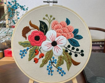 Ensemble de broderie moderne avec motif pré-imprimé, broderie adulte, cadeau pour amie maman sœur, kit de broderie