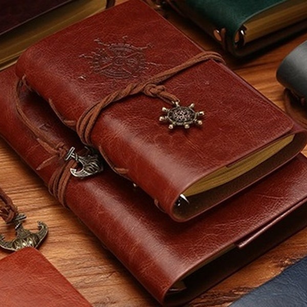 Journal vintage A5 A6 avec emblème de boussole, journal journal 2024, aspect cuir rechargeable, cadeau anniversaire mariage