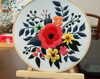 Sticken Set Anfänger, Geschenk für Freundin, Mama, Schwester, Embroidery Kit Flower