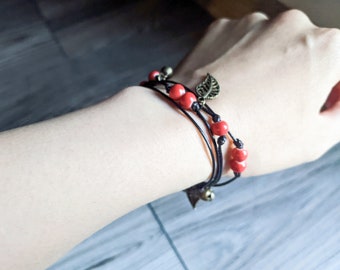 Bracelets faits à la main avec perles de porcelaine, bracelet wrap pour femme, cadeau fait main pour maman, petite amie ou sœur