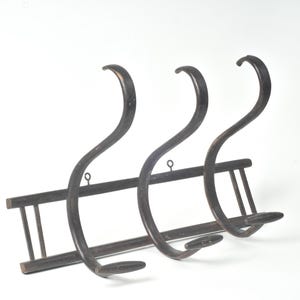 Antique Bentwood Coat Rack: Thonet Style Wall Hanging Hat Rack