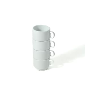 Vintage Stacking White Porcelain Espresso Cups | Set of Four | Authentic Vintage Restaurant Style Italian Espresso Cups