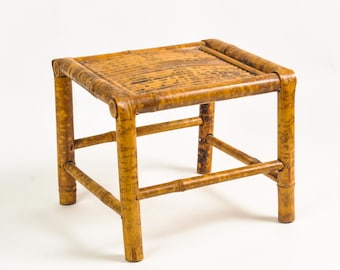 Vintage Scorched Bamboo Plant Stand Tortoise Shell Bamboo Riser