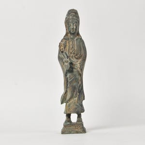 Vintage Bronze Guanyin Statue, Asian Home Decor Kwan Yin Figurine