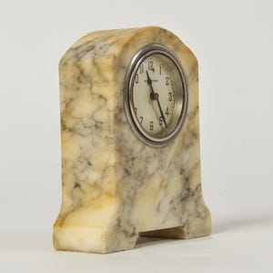 Vintage Marble Petite Desk or Mantel Clock New Haven Wind Up Bild 3