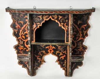 Vintage Hand-Painted Wall Shelf Moroccan Spice Rack