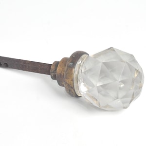 Antique Diamond Cut Faceted Glass/Crystal Doorknob | Large Round Antique Crystal Doorknob with Bronze Neck