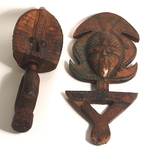 Kota Reliquary Masks | Pair of African Masks | Wood & Copper Masks | Gabon Reliquary Figures | Tribal Art