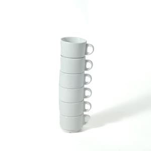 Vintage Stacking White Porcelain Espresso Cups | Set of Six | Authentic Vintage Restaurant Style Italian Espresso Cups