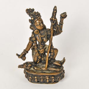 Vintage Brass Vajrayogini Statue - Mid 20th Century Tibetan Buddhist Dakini Figurine - Vajravarahi Standing Goddess Tantric Female Buddha