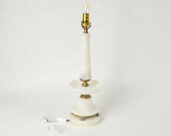 Vintage Brass and Alabaster Sculptural Table Lamp Mid Century Hollywood Regency Style