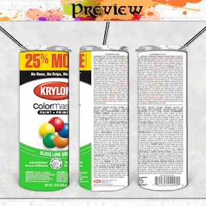 Spray Paint KRYLON LIME GREEN Template Designs |  for Straight and Skinny 20oz Tumbler
